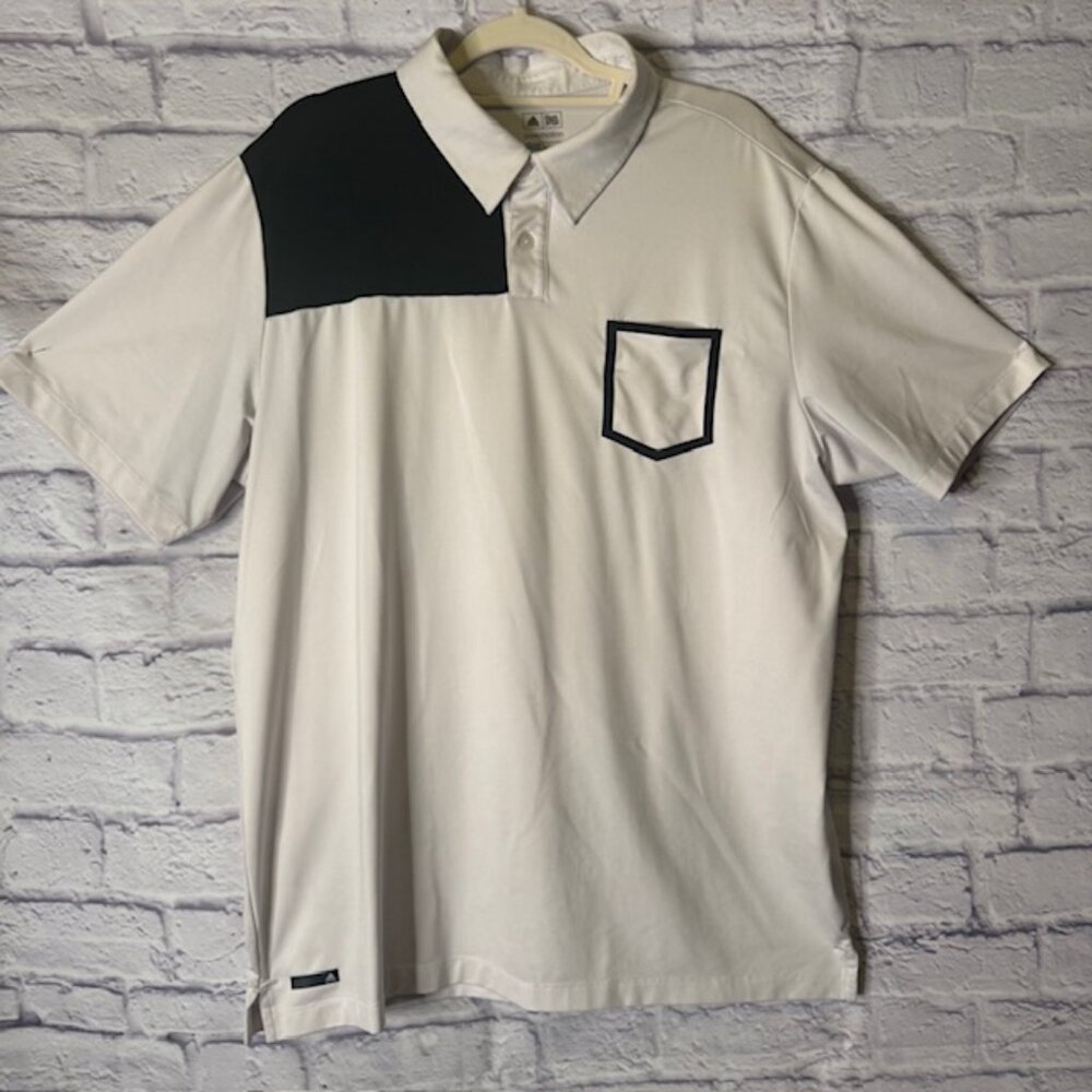 Adidas Mens Golf Shirt White Black Pure Motion